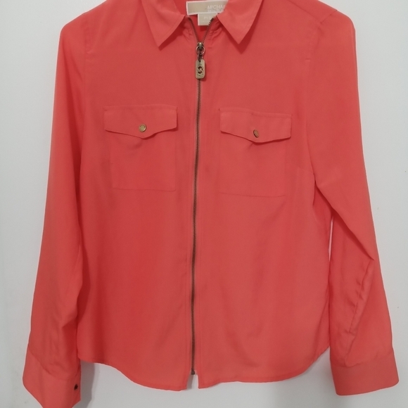 Michael Kors full zip roll tab sleeves "Shacket" - Picture 1 of 13